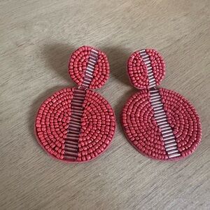 Elegant Orange-Red Beaded Earrings